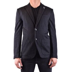 Sun68 Pinstripe Button Blazer Men black